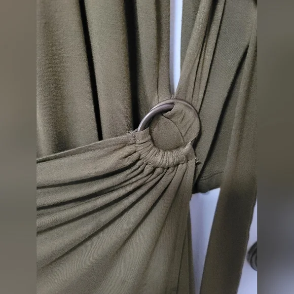 Free People Olive Asyssa Long Sleeve Jersey Maxi Wrap Dress Size Large - Picture 9 of 16